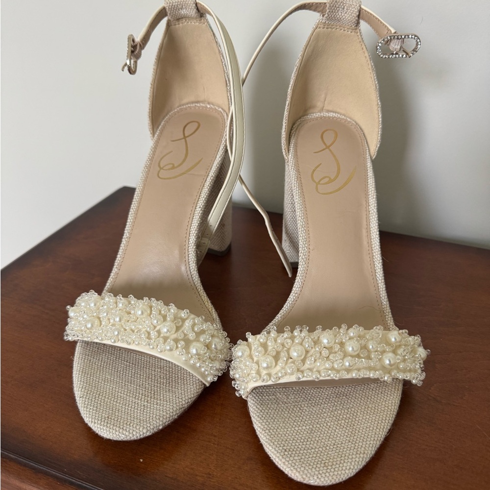 Sam Edelman Cream Fringe Heels